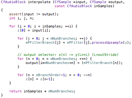 Example interpolation resampling code.